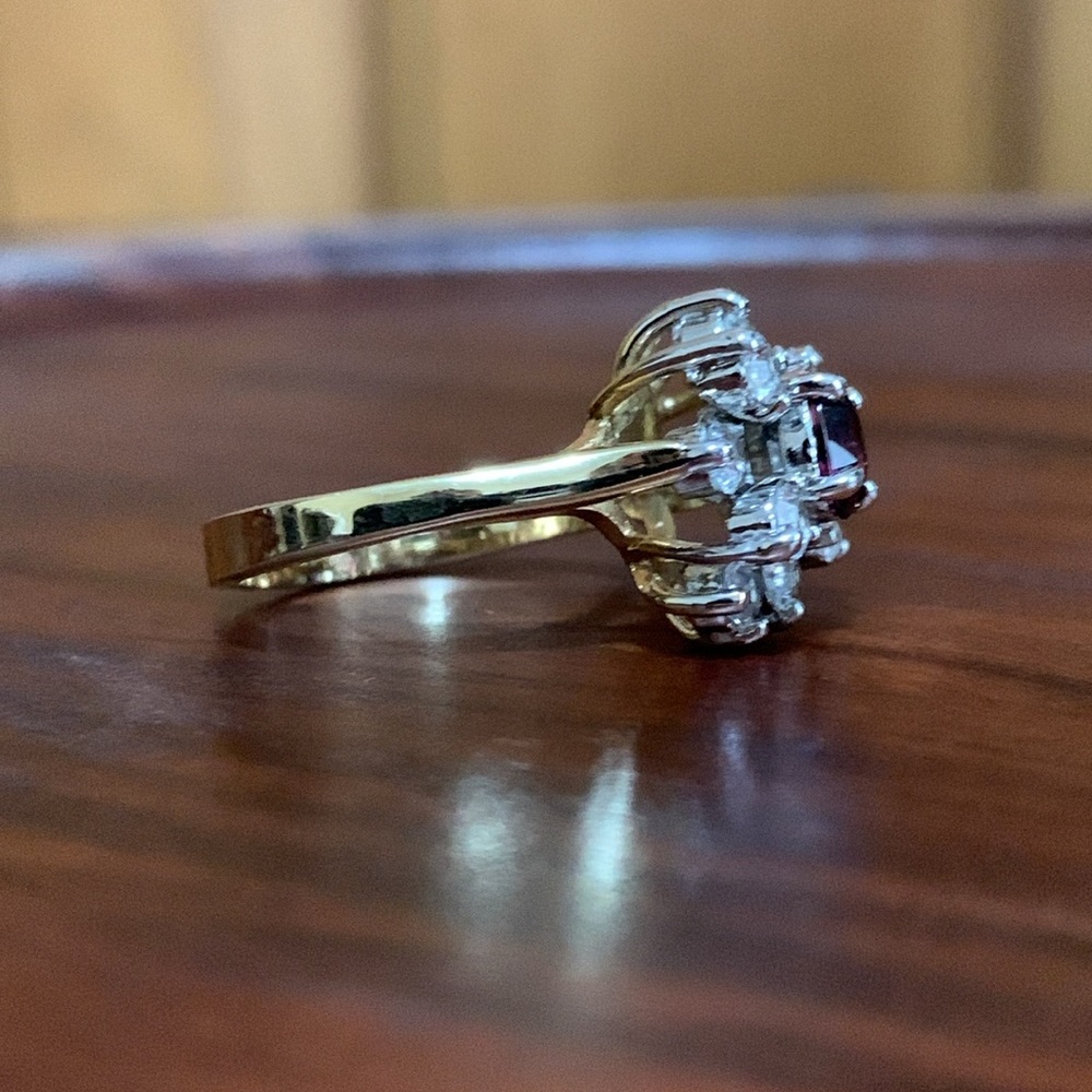 14K gold plated purple cz ring size 6 - Picture 4 of 7